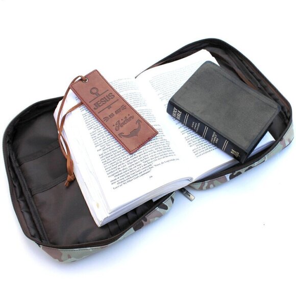 Montana West Green Camo Camouflage Pattern Print Canvas Bible Cover & Bookmark main image 4